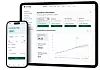 Goodwings rese- och klimatplattform visad på en smartphone och en surfplatta.